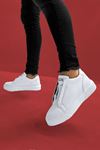 Beyaz Fermuar Detay Yazlık Erkek Spor Ayakkabı