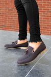 Püsküllü Kahverengi Deri Tarz Klasik Yazlık Erkek Ayakkabı