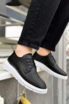 Klasik Model Deri Tarz Bağcıklı Siyah Beyaz Erkek Ayakkabı