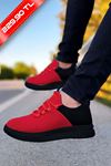 Kırmızı Siyah Triko Ayakkabı