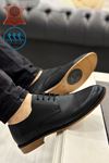 Siyah Hakiki Deri Retro Düz Erkek Klasik Ayakkabı