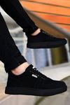 Siyah Tam Keten Kot Kumaş Casual Erkek Spor Ayakkabı