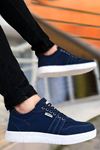Lacivert Keten Kot Kumaş Casual Erkek Spor Ayakkabı