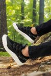 Siyah Beyaz Yazlık Trekking Erkek Spor Ayakkabı