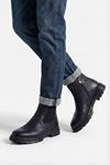 Siyah Hakiki Deri Lastik Detaylı Erkek Bot