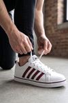 Bordo Beyaz Vento Erkek Sneaker Ayakkabı